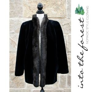 𝅺black & Brown Faux Fur Midi Length Coat Large